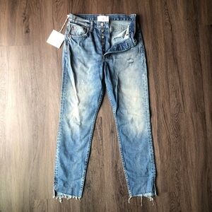 Boyish by HER Jeans Size 26 Billy Rear Window with Butt Slit Distressed Raw Hem
